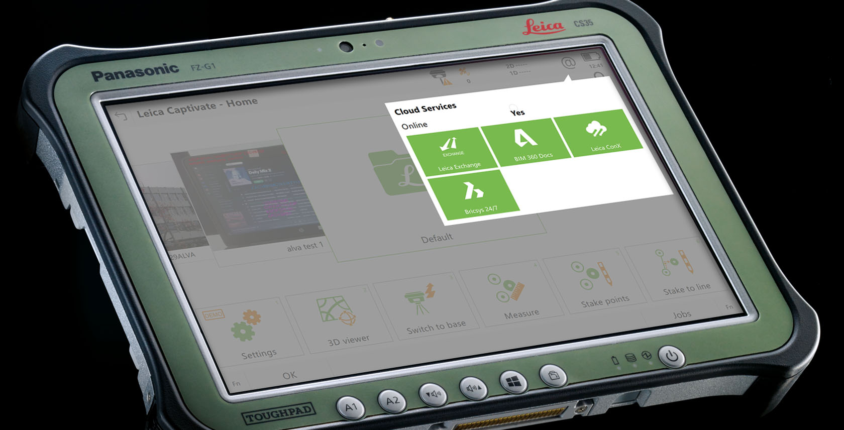 Captivate Cloud Services screenshot on a Leica CS35 Controller